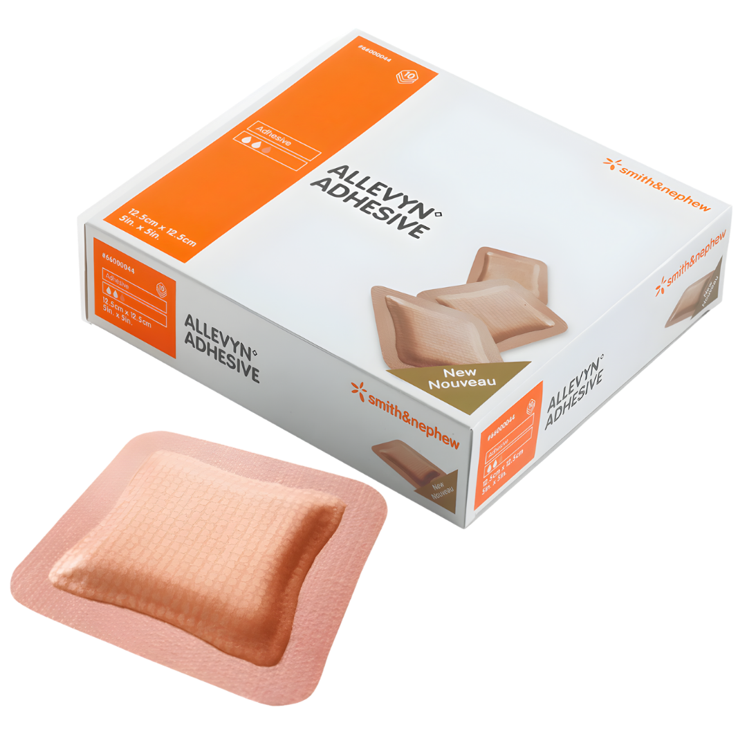 Allevyn Adhesive Wound Dressing provides soft cushioning, secure adhesion and effective absorbency for various wound sizes, supporting comfortable healing.