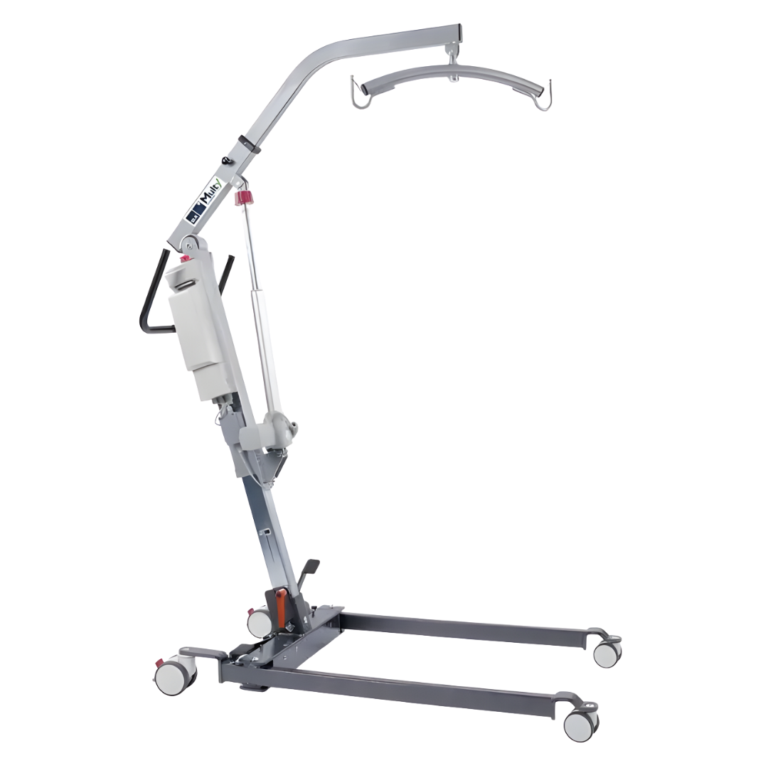 Aluminum Lifting Machine Standard variant with electric leg spread, designed for safe patient transfers in aged care, hospital, and home settings.
