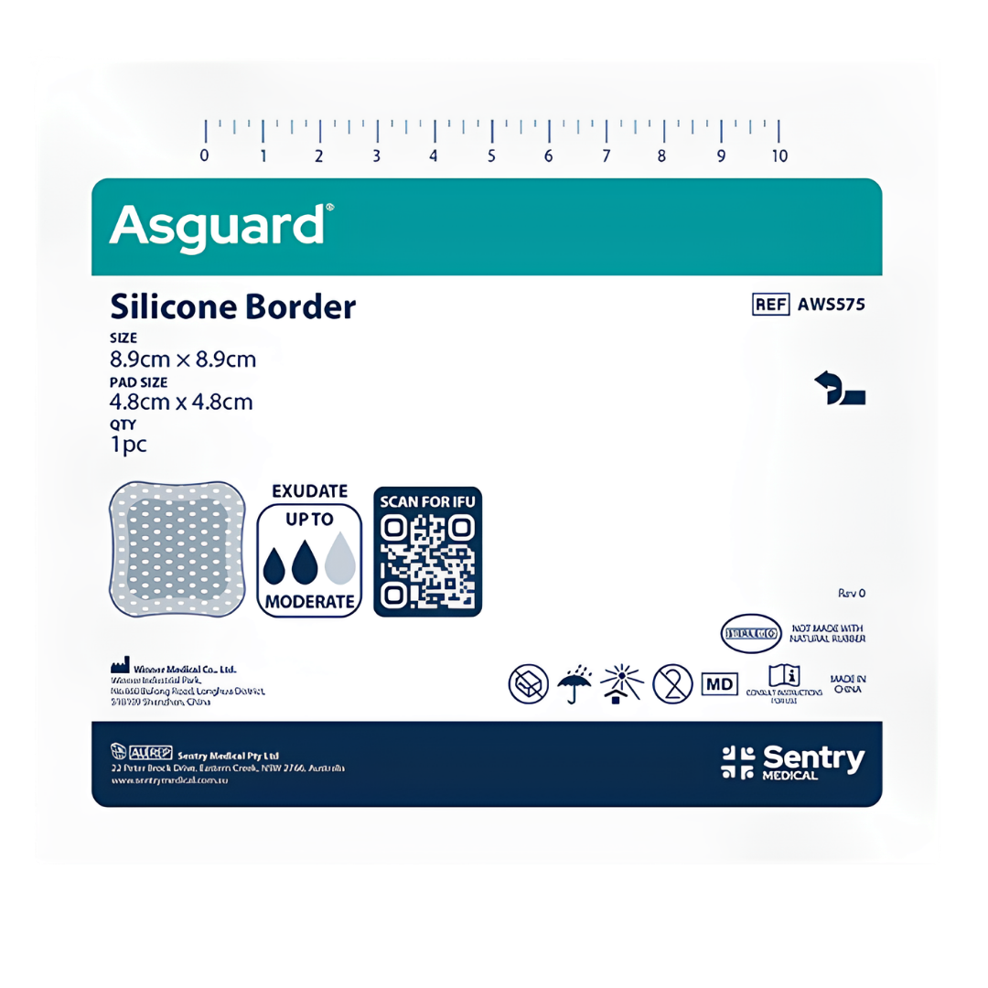 Asguard Silicone Border Dressing 7.5cm x 7.5cm – Gentle, Secure Wound Care