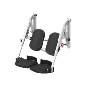 Aspire Elevating Legrest with padded calf support, stainless-steel frame, and adjustable angle, fitted to a shower commode.