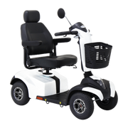 Aspire Midi Deluxe 4 Wheel Scooter – HS520 with padded swivel seat, ergonomic tiller, and LED lights, designed for comfortable and safe mobility in daily and outdoor use.