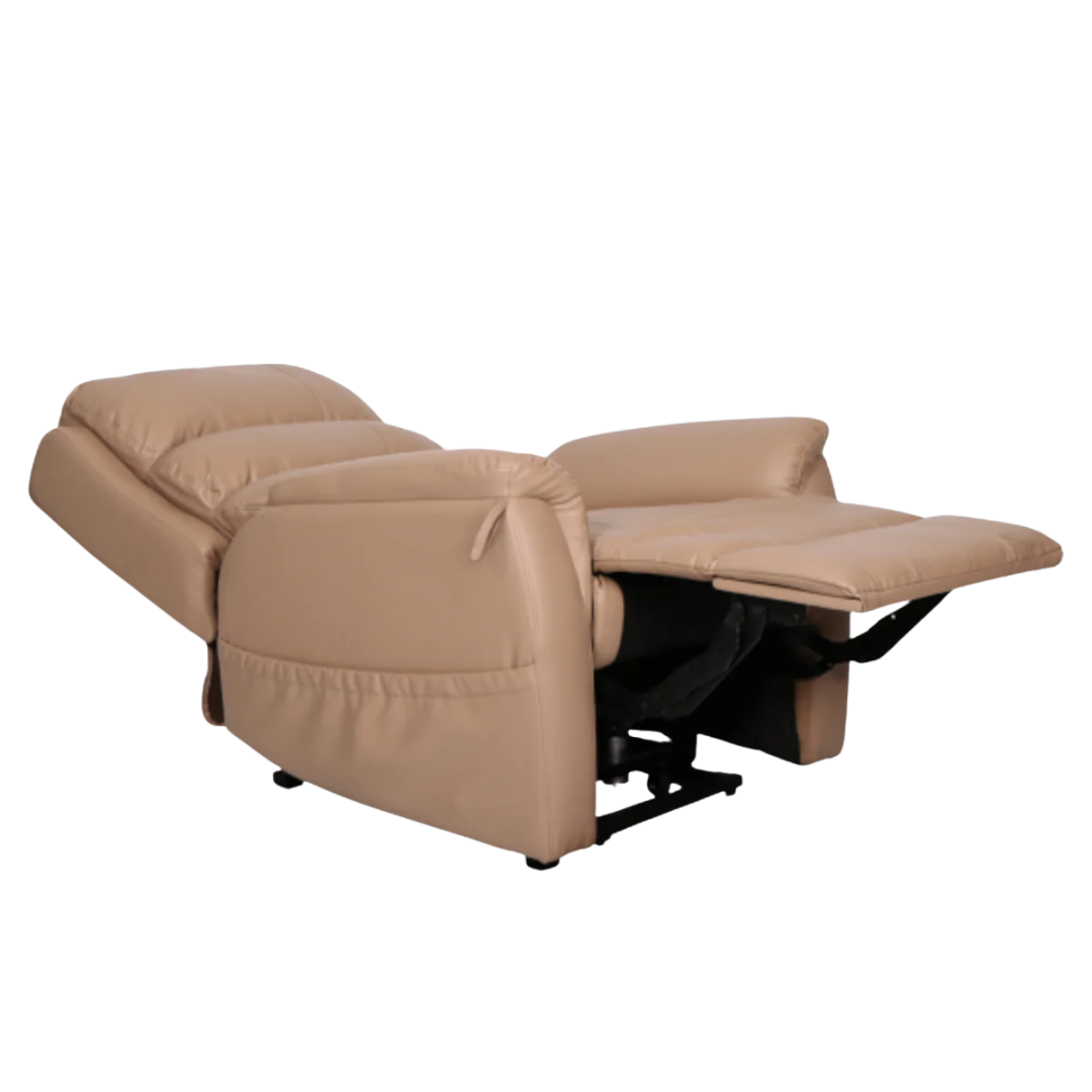 Aspire Oregon Lift Recliner Chair with dual motor and padded fabric in Charcoal, ideal for mobility support and daily comfort.