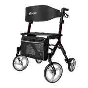 Aspire Stride Adjustable Seat Walker – lightweight, foldable mobility aid with padded seat, adjustable height, and storage bag for everyday use.