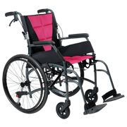 Aspire Vida Self Propelled Wheelchair with quick-release rear wheels, folding aluminium frame, and padded seat for user-driven mobility.