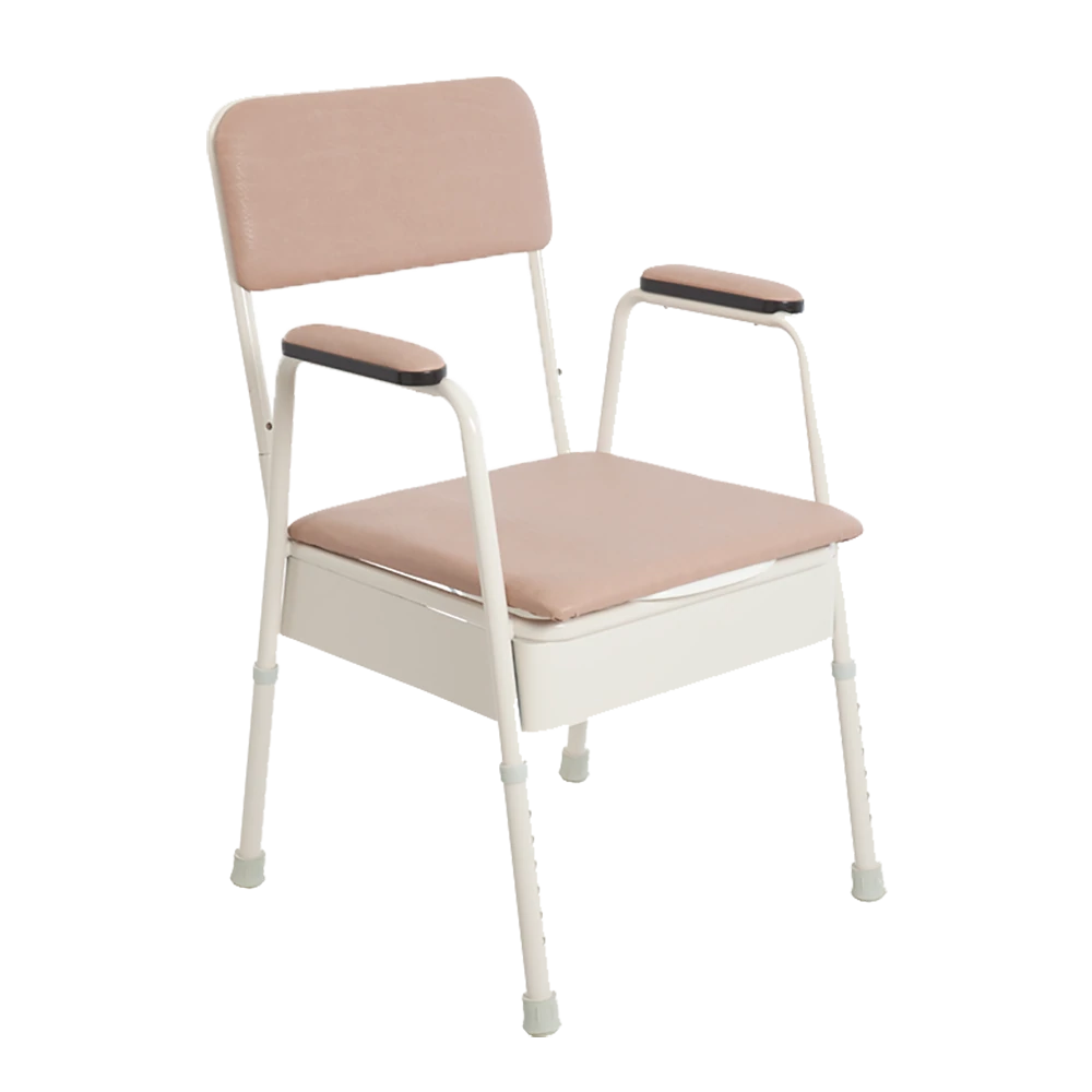Aspire Classic Bedside Commode available in Slade and Champagne finishes. Provides comfort, dignity, and convenience.