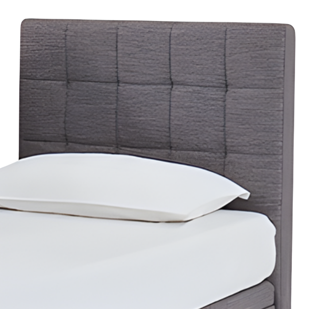 Aspire ComfiMotion Headboard Allure in Portobello Grey Long Single, offering stylish support and comfort, also available in King Size variant.