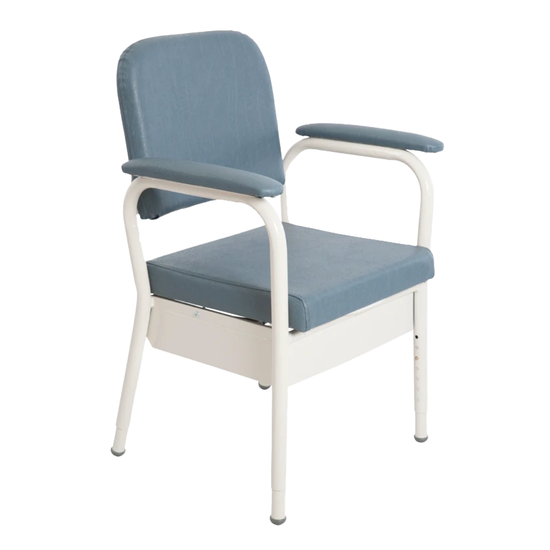 Aspire Deluxe Bedside Commode in Slate and Champagne provides safe, stylish continence care support.