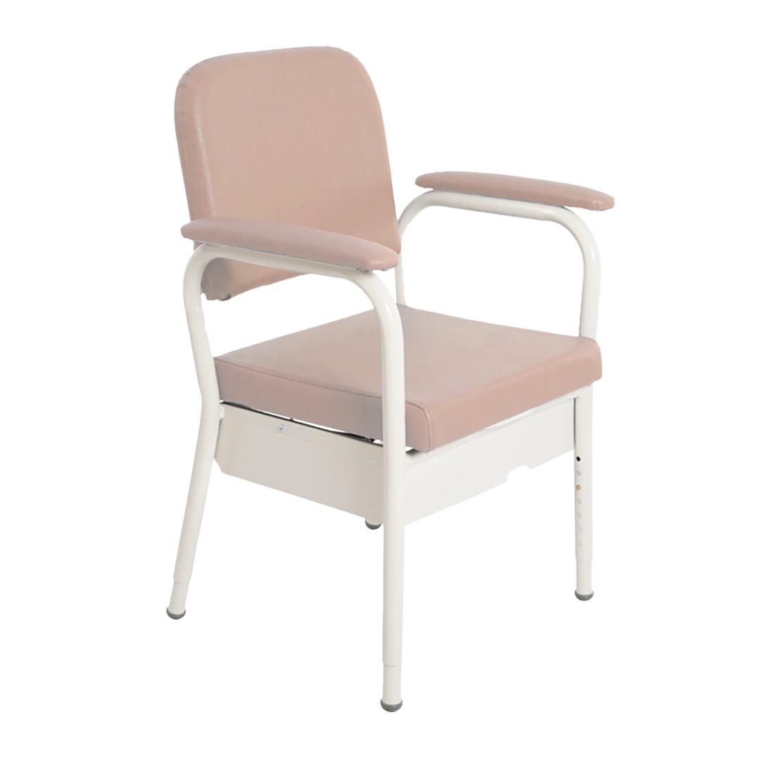 Aspire Deluxe Bedside Commode in Slate and Champagne provides safe, stylish continence care support.