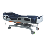 Aspire Electric Shower Trolley with padded surface and adjustable height, designed for supported bathing in hospitals and aged care.