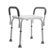 Compact Aspire Homecare Shower Stool, lightweight 100kg safe working load, 34cm seat depth, 41cm seat width, 44–57cm adjustable seat height.