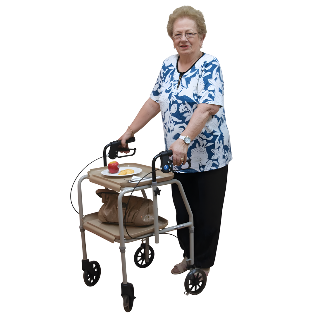 Aspire Meal Tray Walker Standard variant with integrated tray for safe meal transport, designed to support independence for older adults and carers.