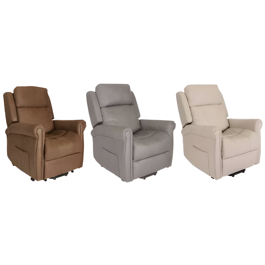 Aspire Raphael Quattro Powerlift Recline Chair available in Small, Medium, Large sizes and Bronze, Marina Grey, Nordic Stone Vinyl finishes.