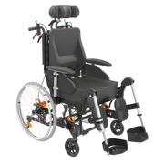 Aspire Rehab RX2 tilt-in-space wheelchair with adjustable seat widths from 410–560mm, designed for adults needing customised posture support and pressure relief.
