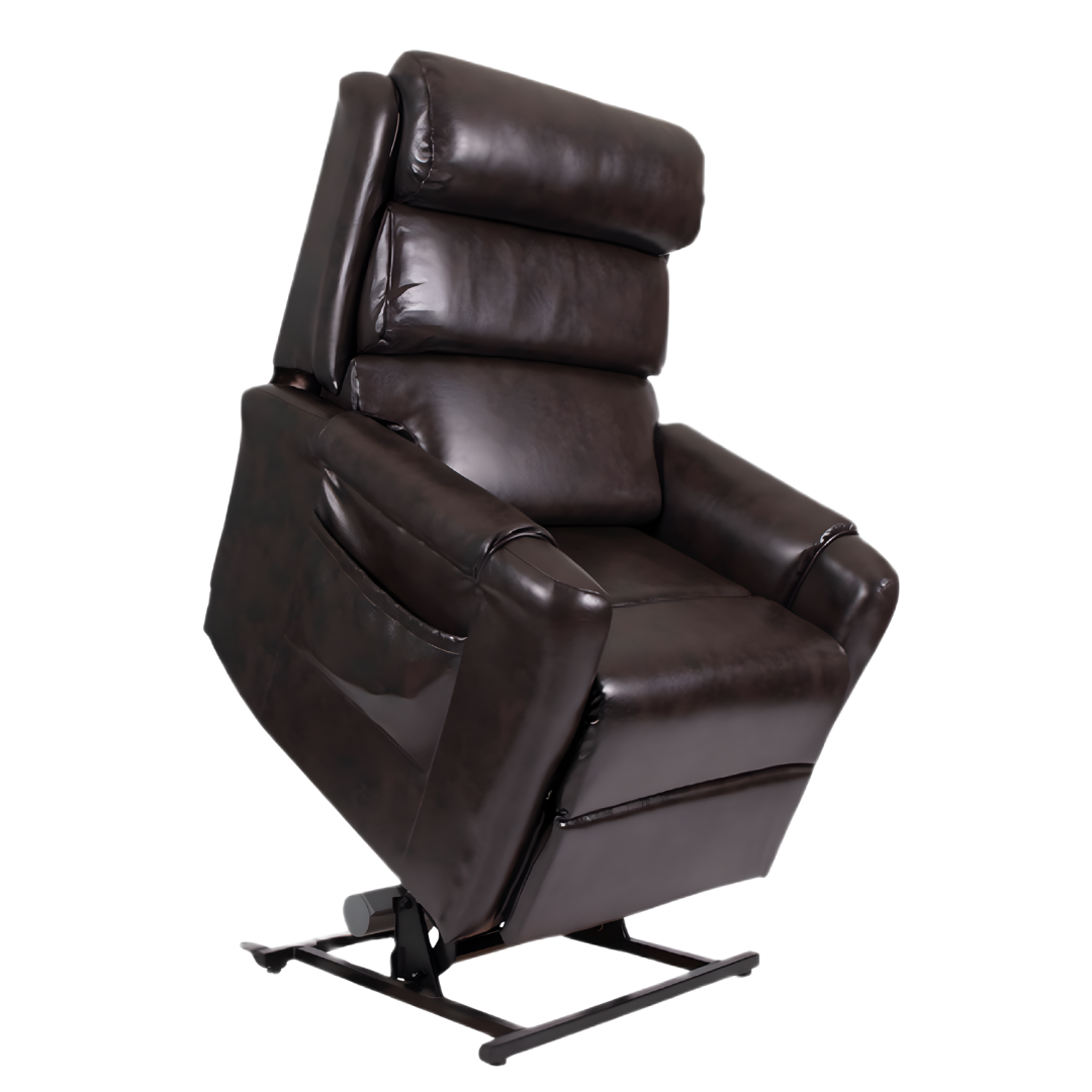 Aspire Signature 2 Dual Action Lift Recliner Chair in large size, available in mink, lagoon, and heritage vinyl finishes for comfort and safe mobility support.