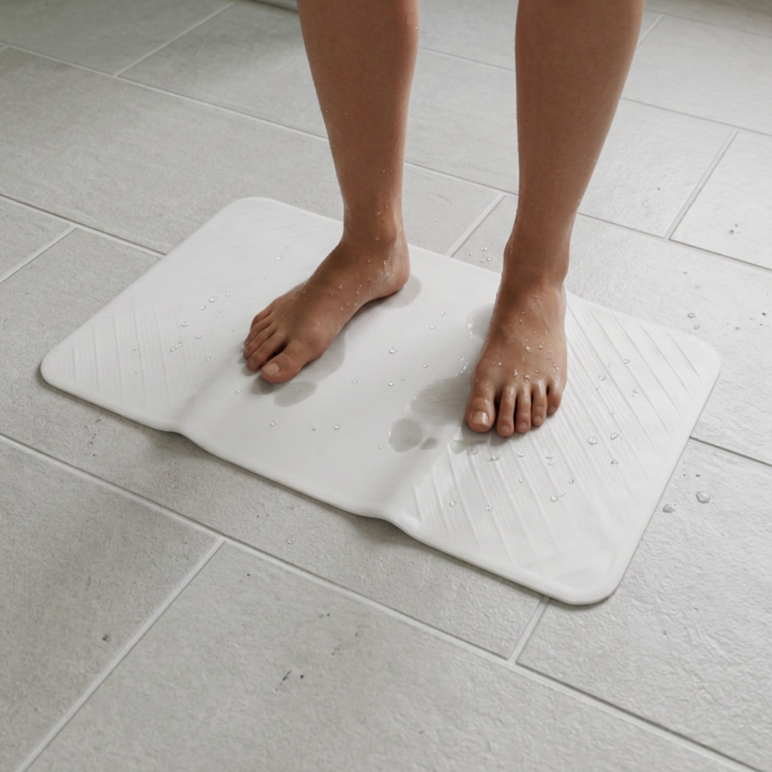 Barelli rubber shower mat, square 53 × 53 cm, non‑slip textured surface, durable design, supports safe bathing and reduces risk of slips and falls.