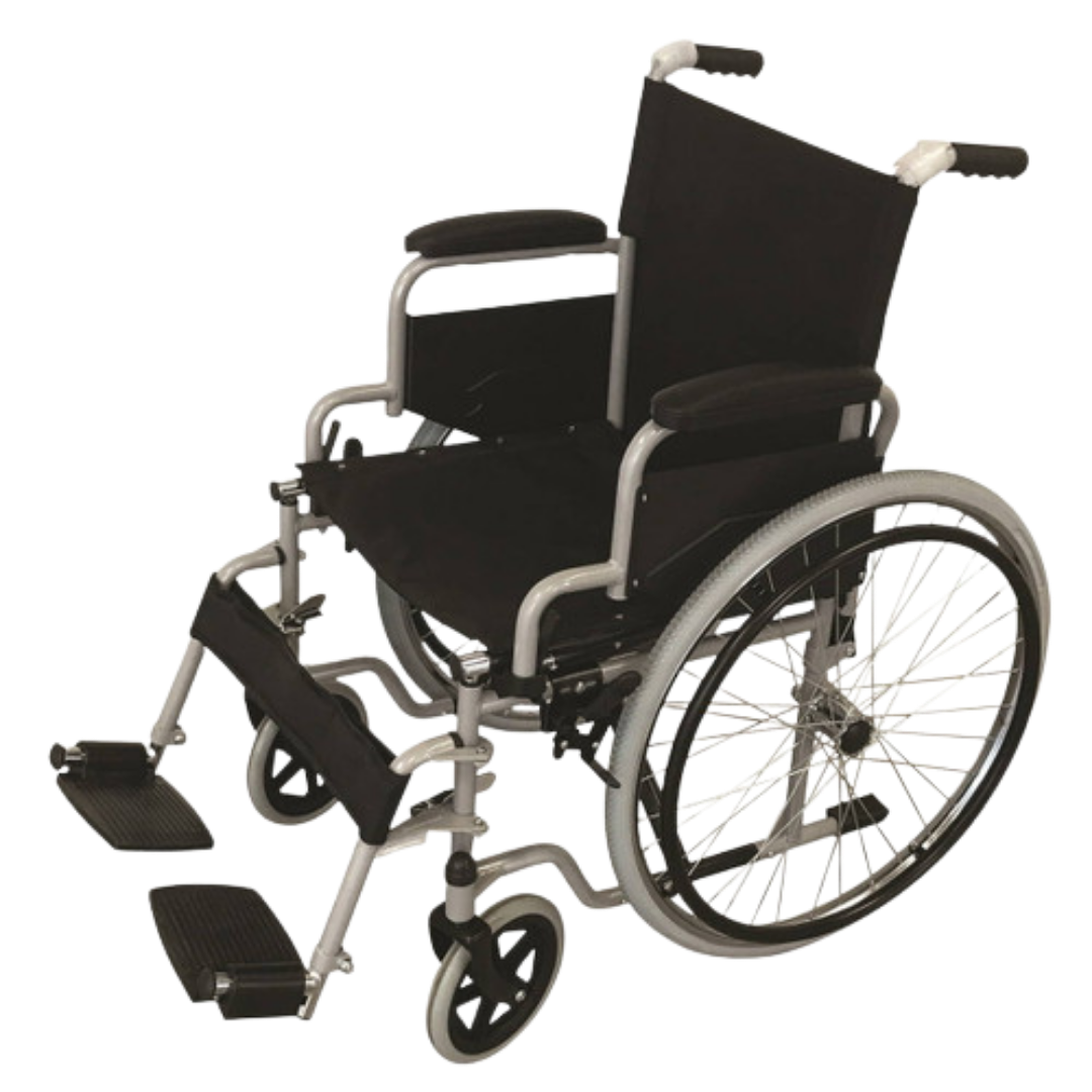 Heavy‑duty Bariatric Wheelchair with 22‑inch seat width, reinforced frame, high weight capacity, designed for comfort, durability, and safe mobility support.