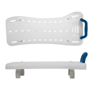 Breezy Everyday adjustable bath board, durable lightweight design, width adjustable fittings, stable seating surface, supports safe bathing and independence.