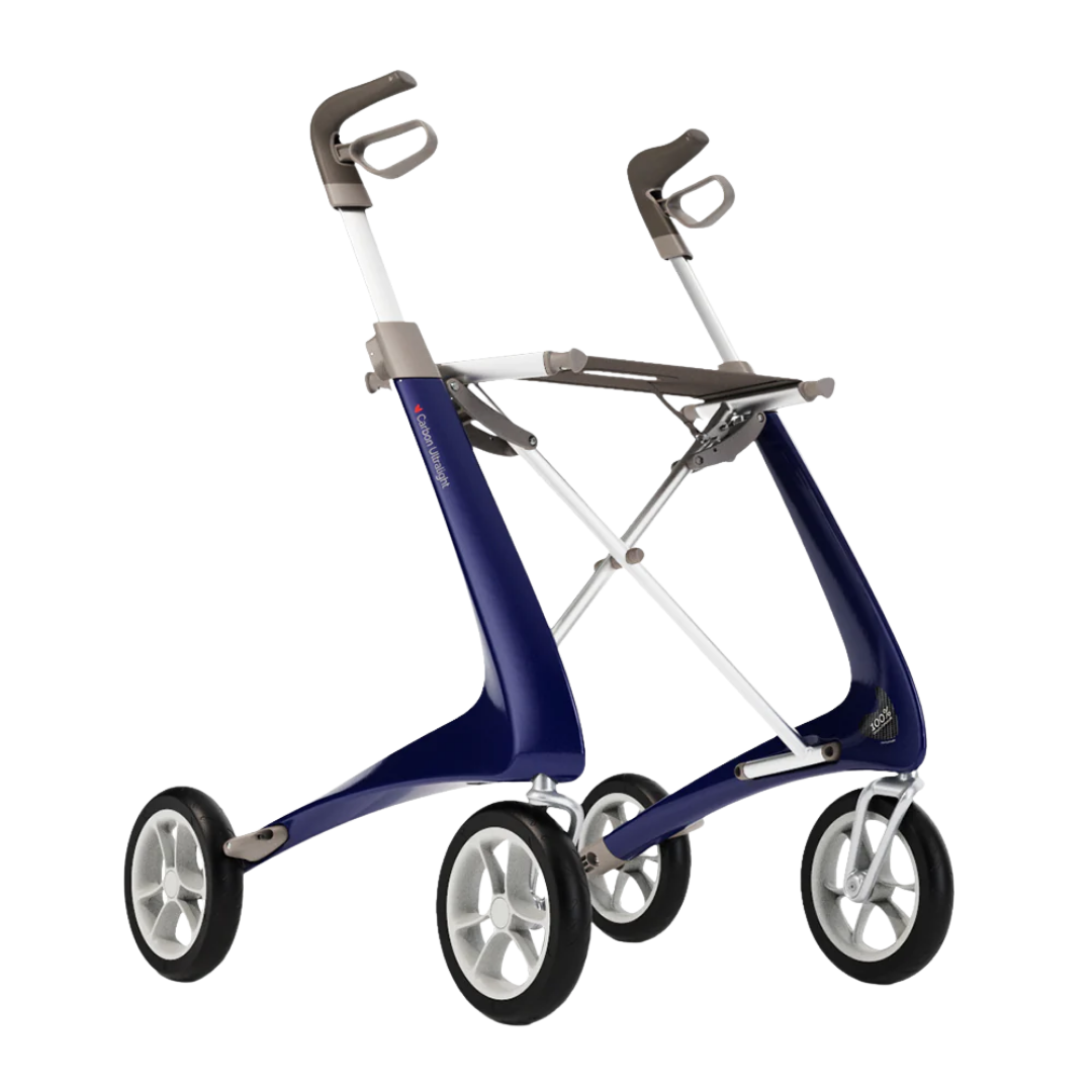 Byacre Carbon Ultralight Walker in multiple sizes and colours, lightweight carbon fibre rollator designed for stable, comfortable daily mobility indoors and outdoors.