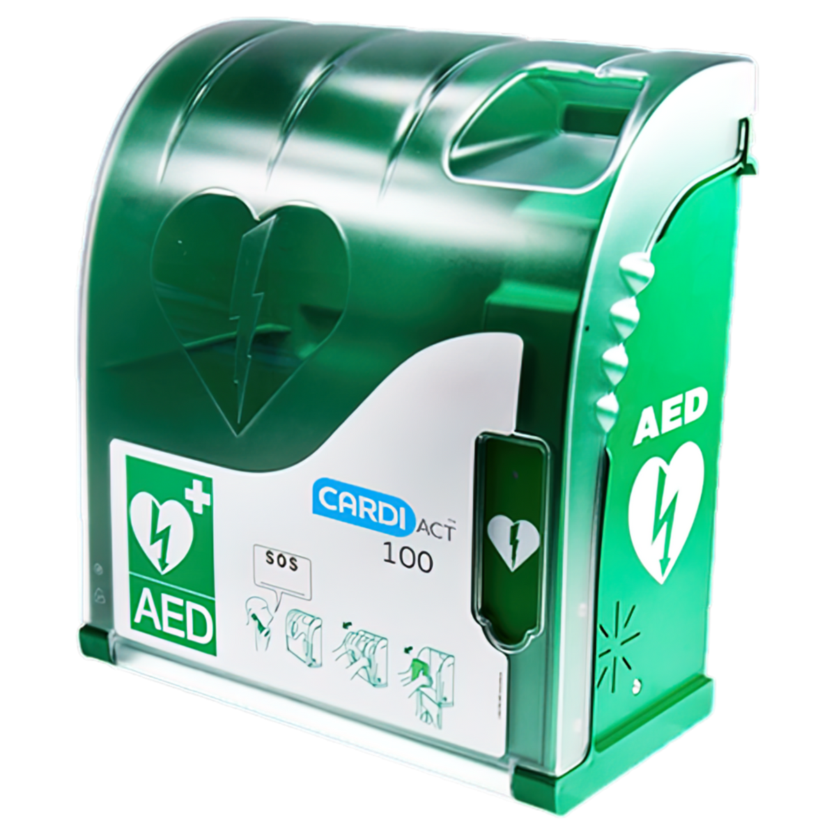 CardiAct Green Outdoor Alarmed AED Cabinet 42 x 38 x 15cm