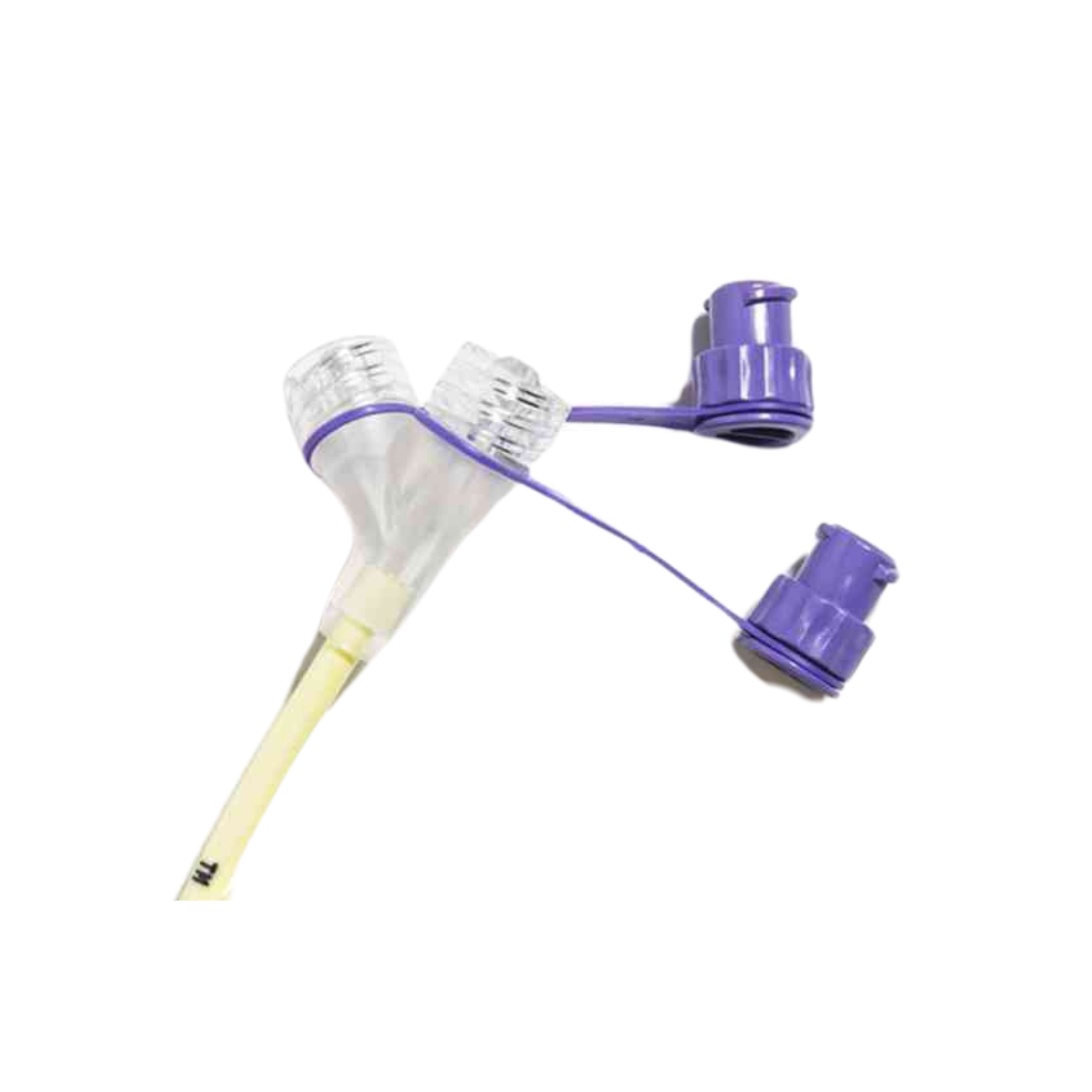 CORFLO 8Fr 109cm Ultra nasogastric feeding tube showing the purple ENFit connectors, yellow-tinted weighted tip, and clear tube body on a transparent background.