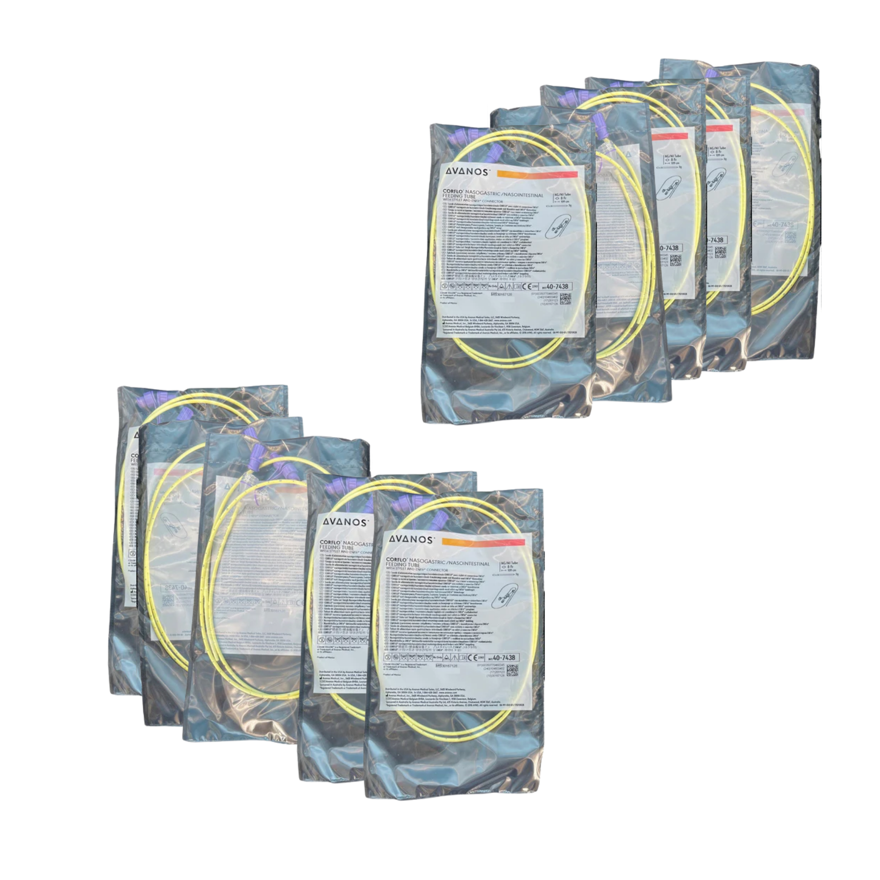 CORFLO 8Fr 109cm Ultra Nasogastric Feeding Tube — 3g Weighted ENFit with Stylet (Avanos)