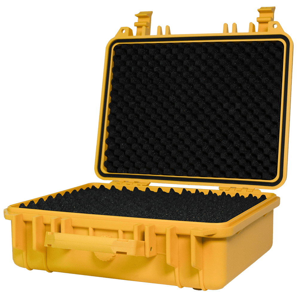 CardiAct Waterproof Tough AED Case open, showing foam lining