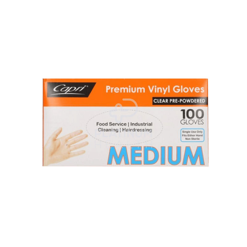 Capri Premium Clear Powdered Vinyl Gloves
