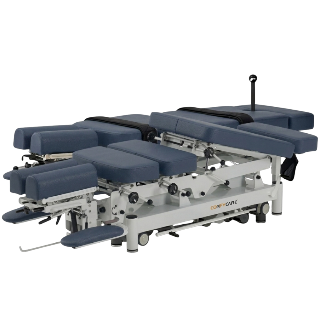 Chiropractic Table PRO Series available in Black and Navy Blue variants, designed for professional chiropractic care with ergonomic and durable support.