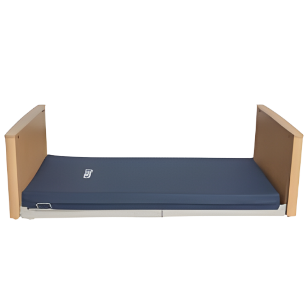 Cobalt Floorline Bed offers ultra‑low height positioning for fall prevention and safe care. Available in Single and King Single sizes for home and facility environments.
