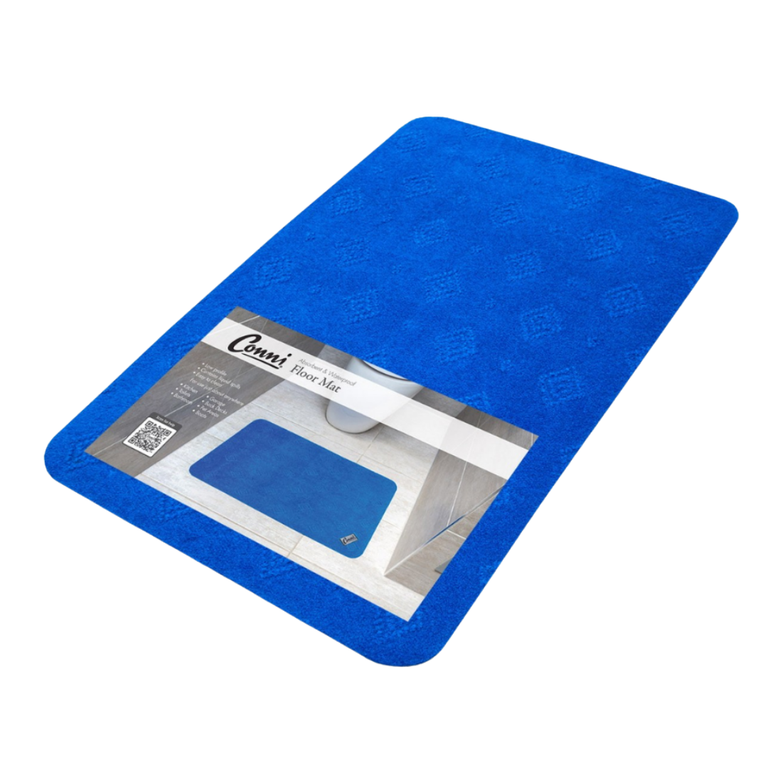 Compact Floor Mat with absorbent fabric top and waterproof, non-slip backing, designed for incontinence and spill protection in residential and aged care environments.