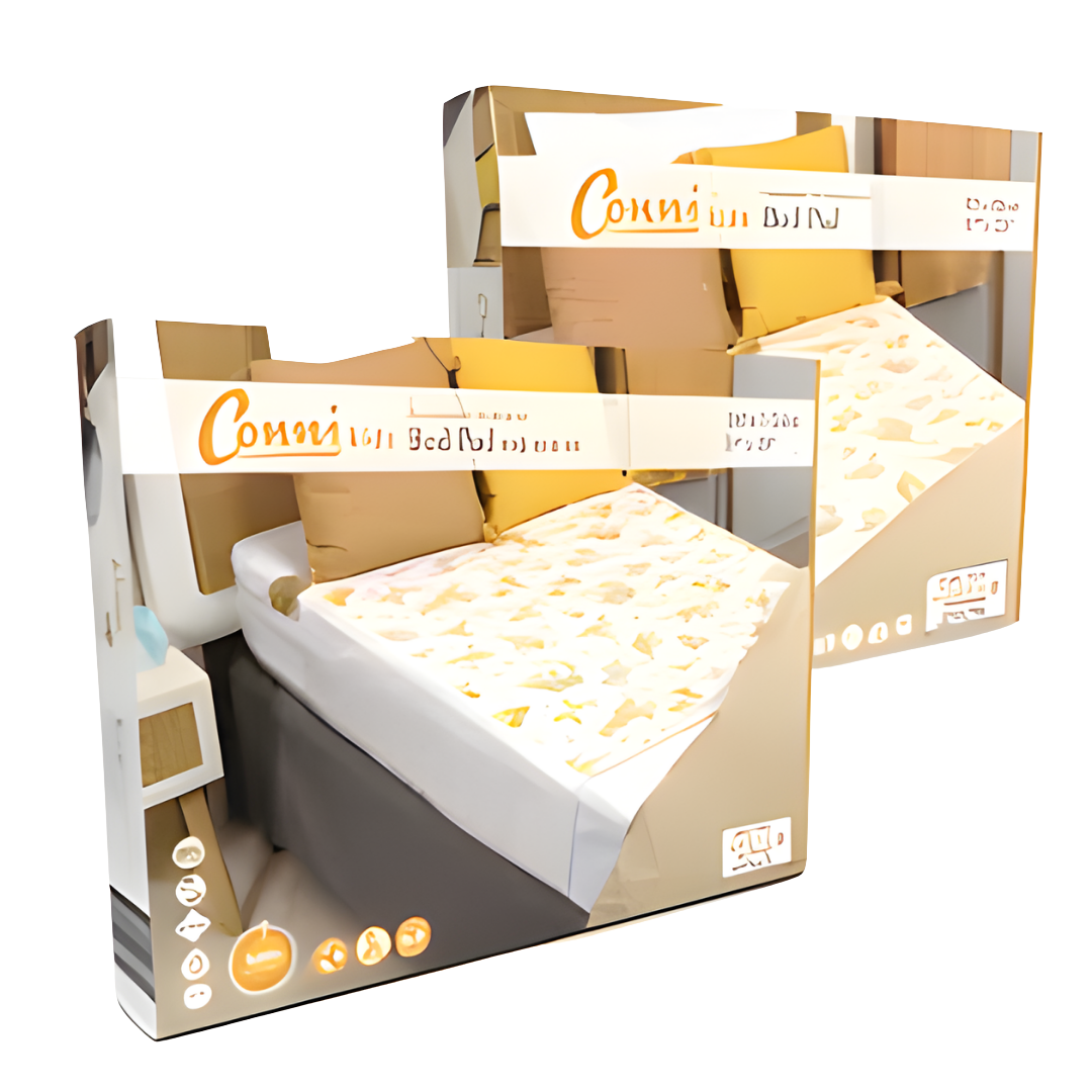 Conni Kids Bed Pad with tuck-ins, unicorn and dinosaur prints, reusable waterproof protection for children’s nighttime comfort and mattress safety.