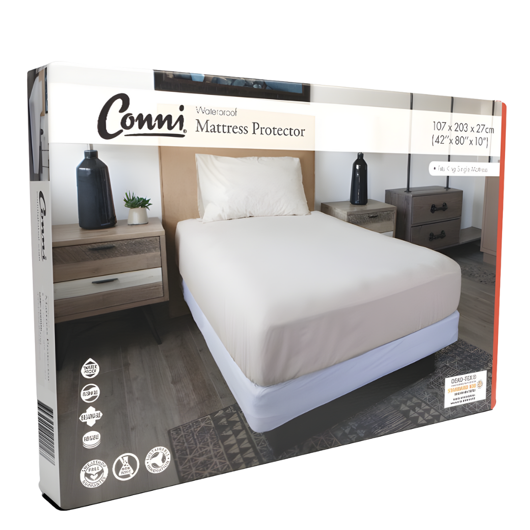 Conni Mattress Protector in multiple sizes provides discreet, washable waterproof bedding protection for comfort, dignity, and continence care.