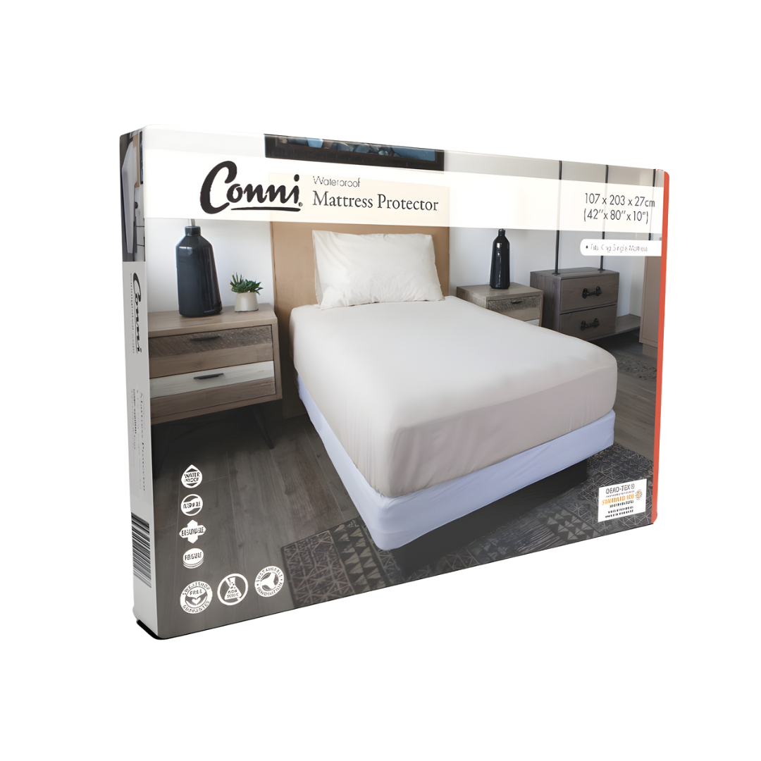 Conni Mattress Protector in multiple sizes provides discreet, washable waterproof bedding protection for comfort, dignity, and continence care.