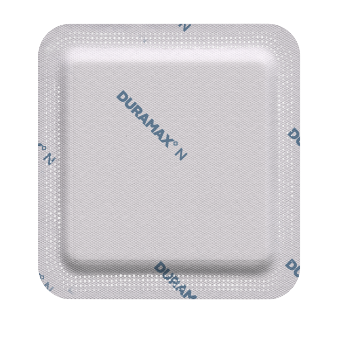 DURAMAX N non‑adhesive super absorbent dressing for moderate to heavily exuding wounds, gentle on fragile skin, reduces maceration, and improves comfort.