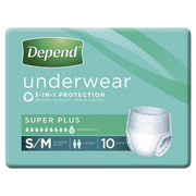 Depend Unisex Underwear Super Plus in sizes S to XL, discreet absorbent continence care solution offering comfort, dignity, and reliable protection daily.