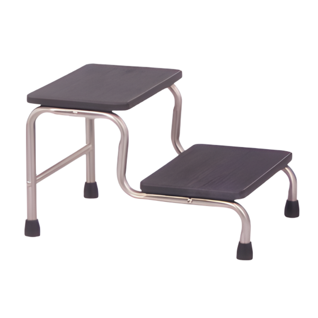 Double Step Stool with rubber non-slip surface, designed for safe and stable access support in aged care, rehabilitation, and home environments.