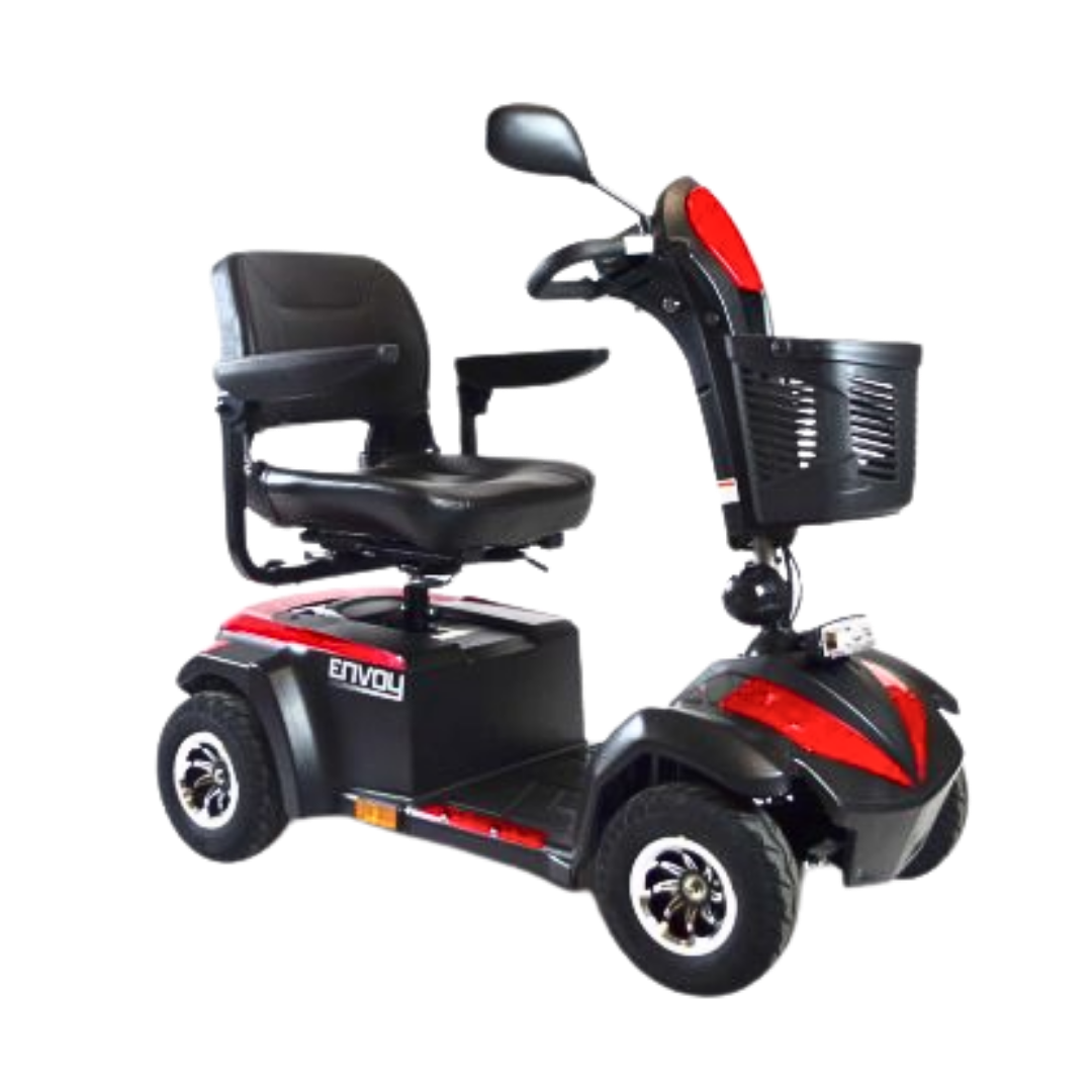 Drive Medical Envoy 4 Plus mobility scooter, robust 4‑wheel design, long‑range battery, comfortable seat, supports safe travel and independent daily mobility.