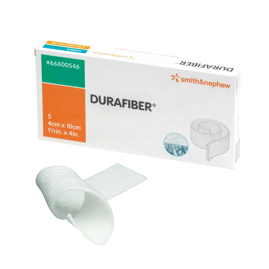 Durafiber Non-Woven Gelling Dressing 4cm x 10cm – Advanced absorbent dressing for moderate to heavy exudate wounds