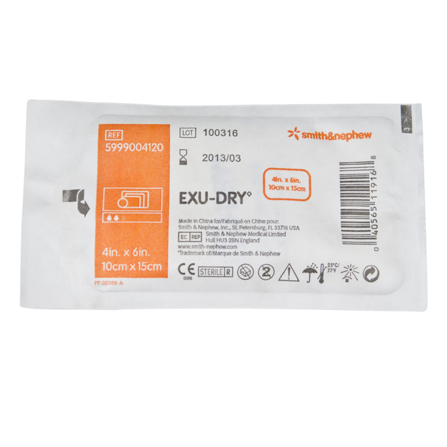 Smith & Nephew EXU-DRY packaging on a white background