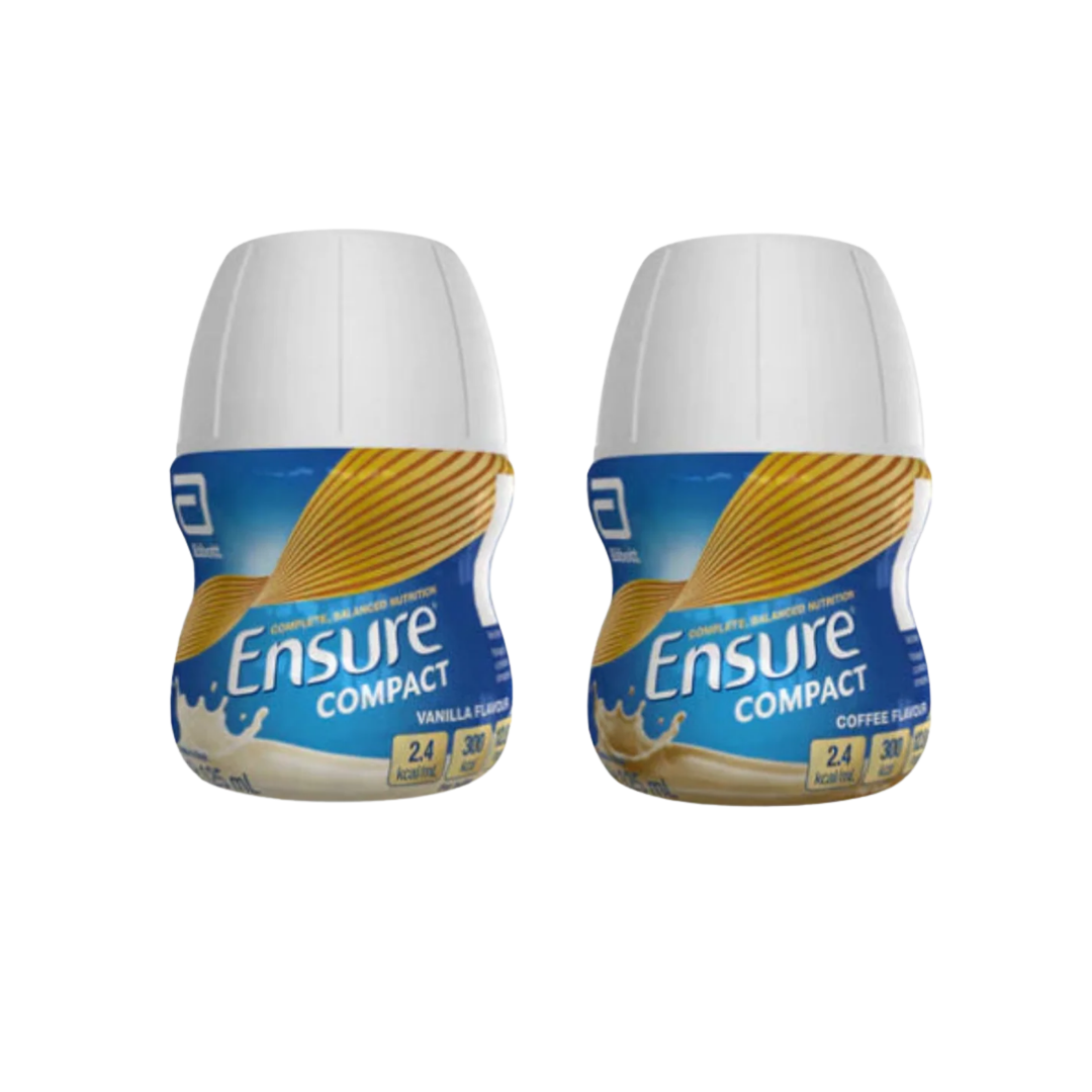 Ensure Compact 125ml nutritional drink bottle in assorted flavours – high-protein, high-calorie support in a small volume.