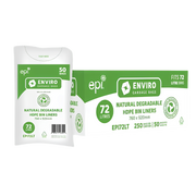 Eco-friendly Enviro Natural Degradable Bin Liner 72L designed for reliable waste disposal in homes, workplaces, aged care, and healthcare settings.