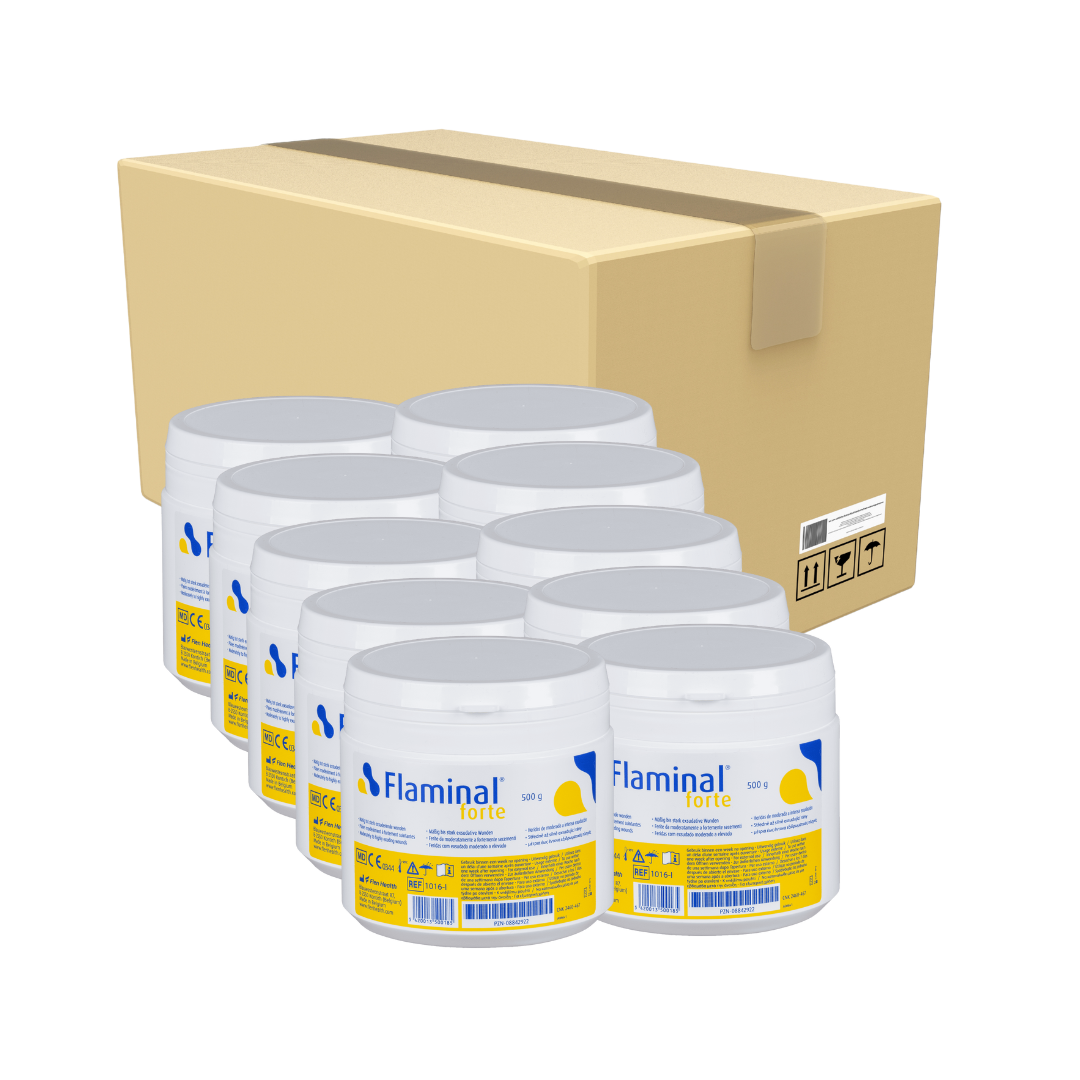 Multiple containers of Flaminal tissue with a cardboard box in the background