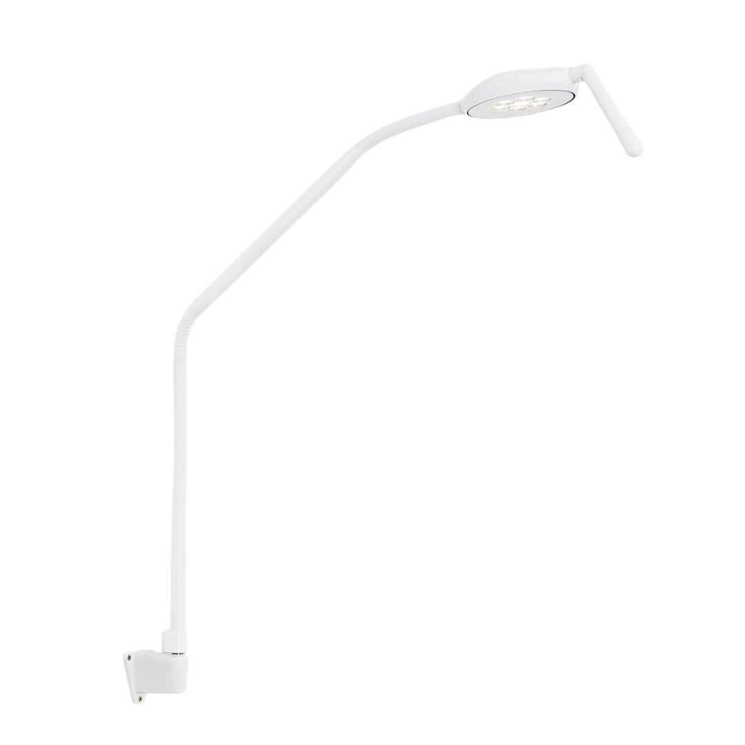 FlexLED Examination Light with wall mount, featuring a flexible arm and bright LED illumination for clinical assessments, wound care, and general examinations.