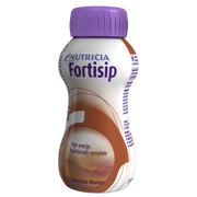 Fortisip Chocolate 200ml high-calorie nutrition drink bottle – complete supplement for energy and recovery support.