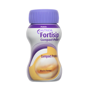 Fortisip Compact Protein bottle with purple cap on a white background