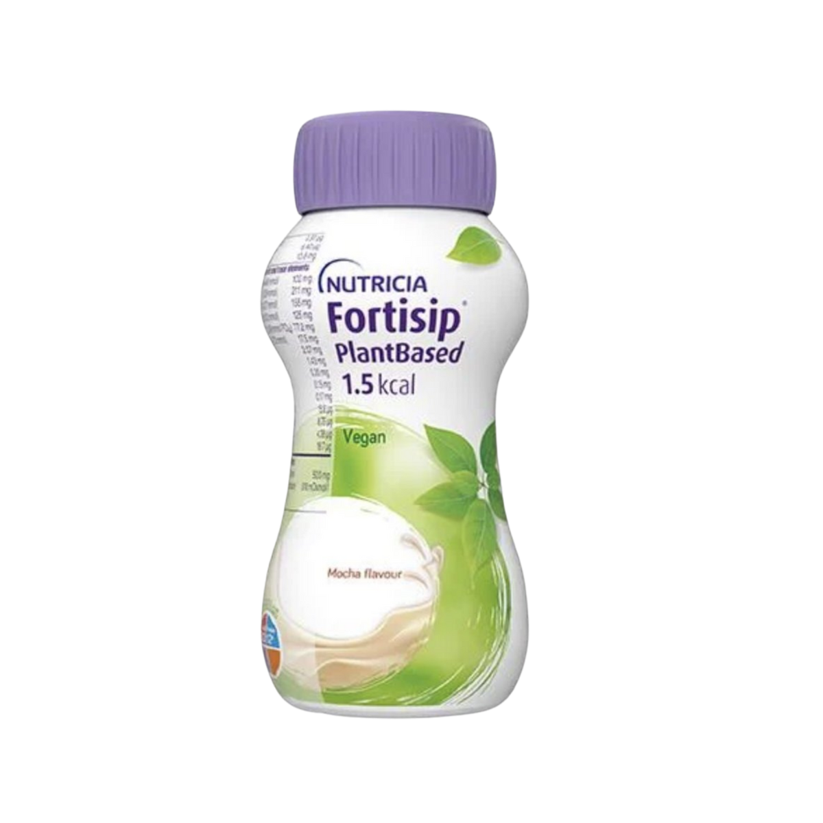 Nutricia Fortisip PlantBased 1.5 kcal 200ml bottle in Mocha flavor on a transparent background