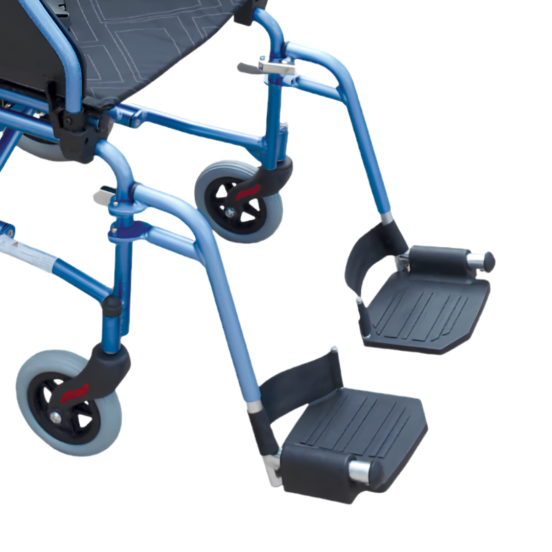Freedom Excel Attendant Propelled Superlite Transporter Wheelchair offers lightweight, compact design with 460mm and 510mm seat width options for safe mobility.