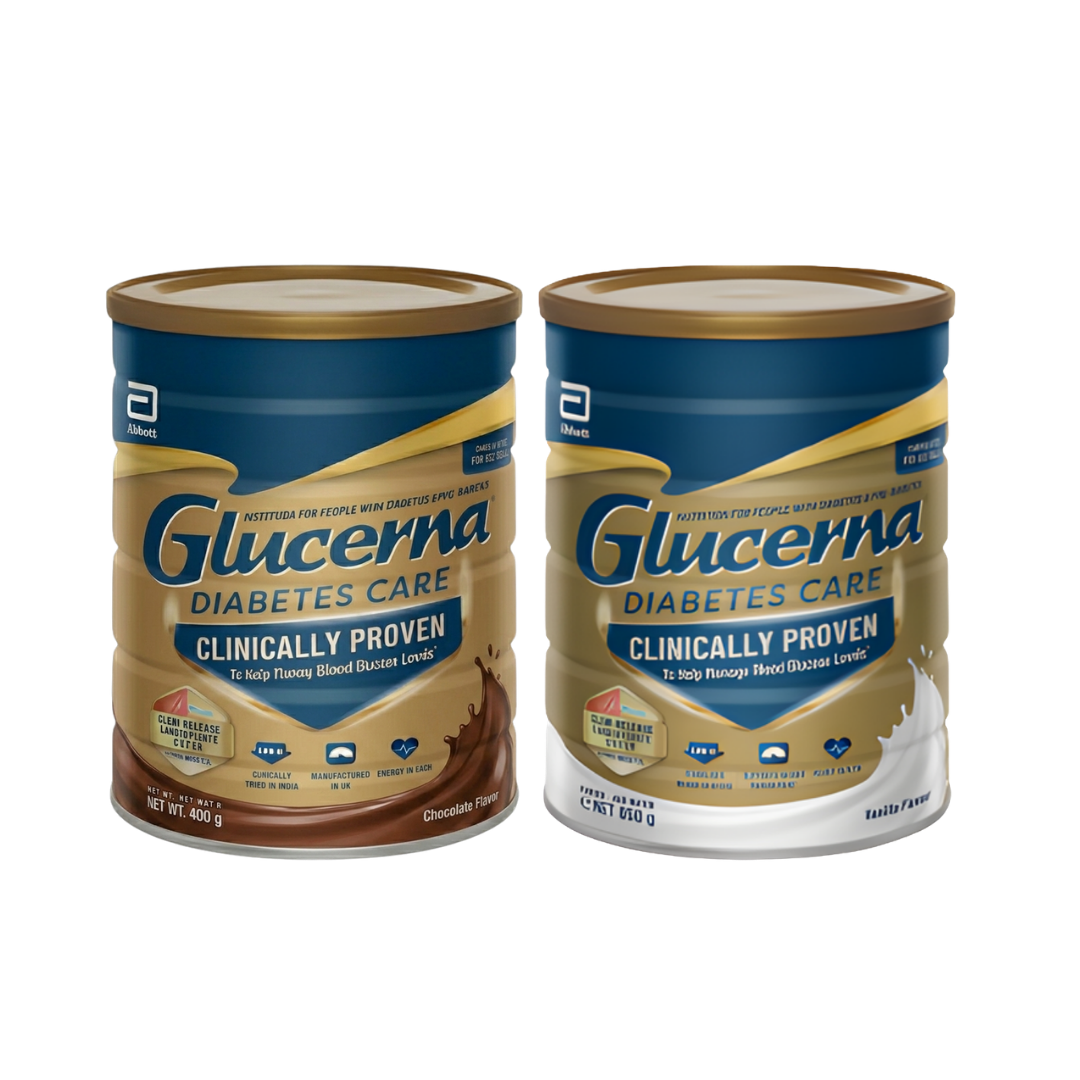 Glucerna Powder 850g chocolate and vanilla nutritional drink designed for diabetes management supporting stable blood sugar and balanced nutritions.