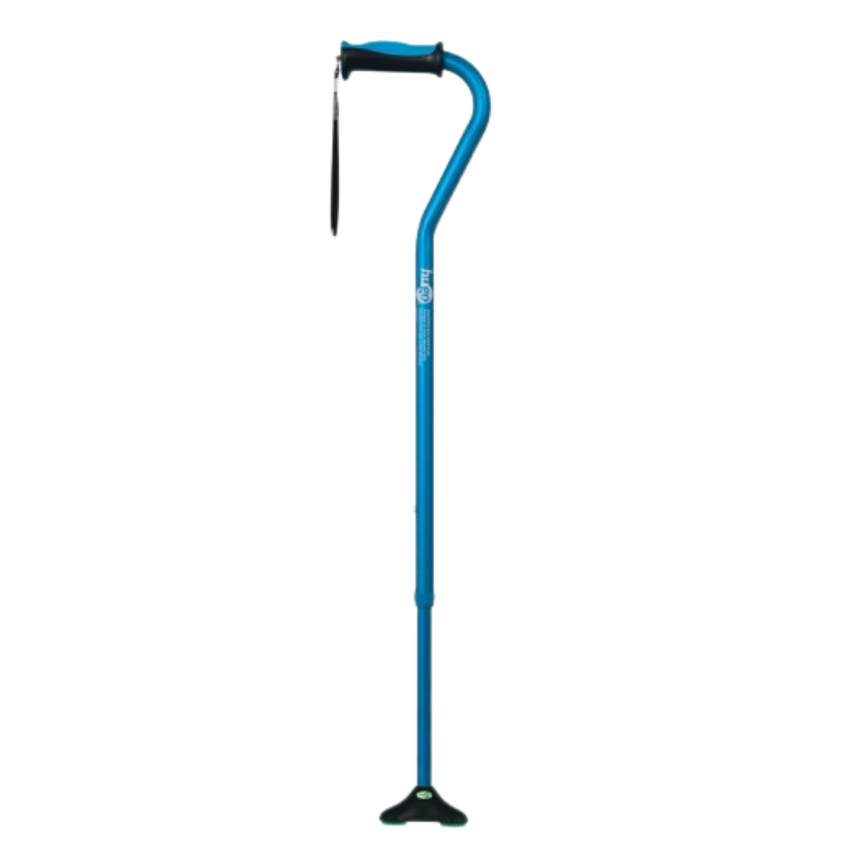 HUGO Offset Cane with Quad Pod in Aquamarine on a transparent background.