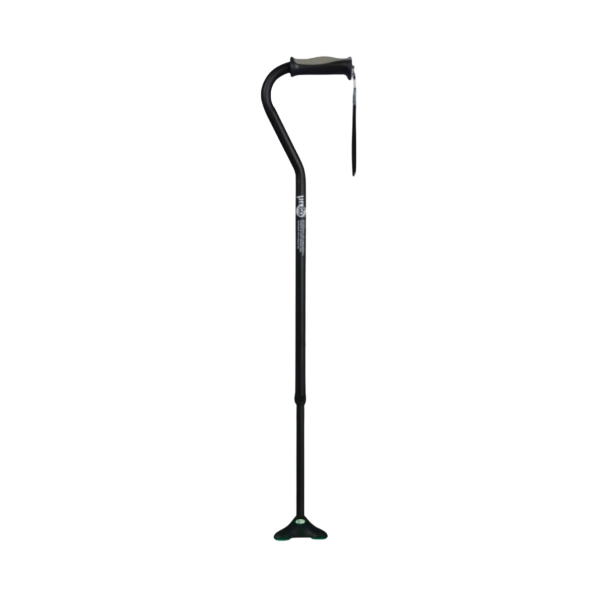 HUGO Offset Cane with Quad Pod in Ebony on a transparent background.